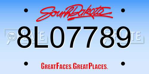 8L07789 South Dakota License Plate