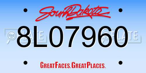 8L07960 South Dakota License Plate