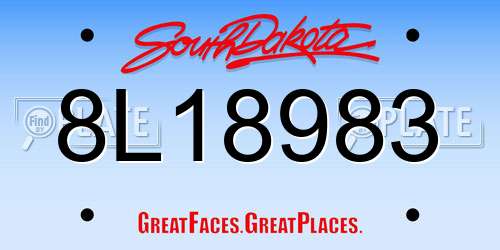 8L18983 South Dakota License Plate