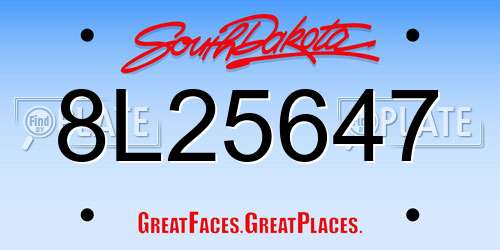 8L25647 South Dakota License Plate