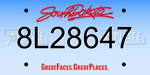 8L28647 South Dakota License Plate