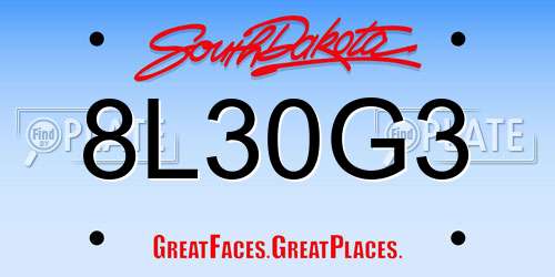 8L30G3 South Dakota License Plate
