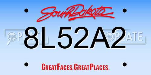 8L52A2 South Dakota License Plate