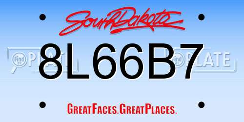 8L66B7 South Dakota License Plate