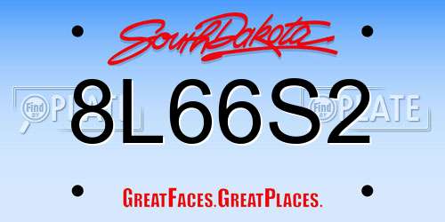 8L66S2 South Dakota License Plate