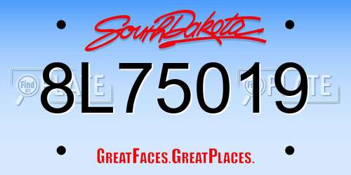 8L75019 South Dakota License Plate
