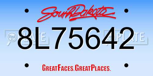8L75642 South Dakota License Plate