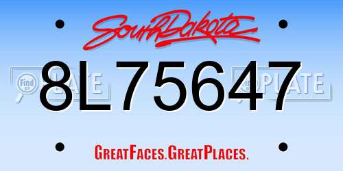 8L75647 South Dakota License Plate