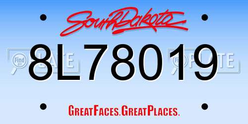 8L78019 South Dakota License Plate
