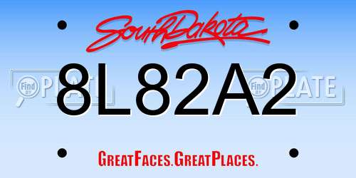 8L82A2 South Dakota License Plate