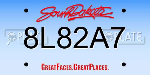 8L82A7 South Dakota License Plate