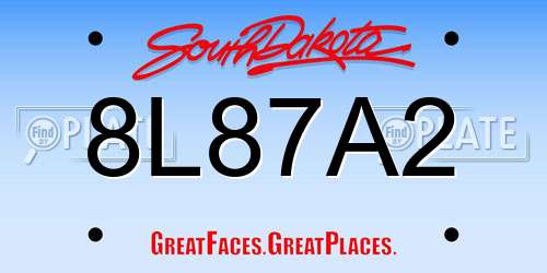 8L87A2 South Dakota License Plate