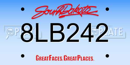 8LB242 South Dakota License Plate