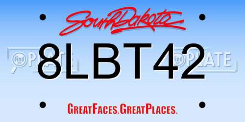 8LBT42 South Dakota License Plate