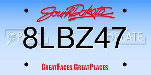 8LBZ47 South Dakota License Plate
