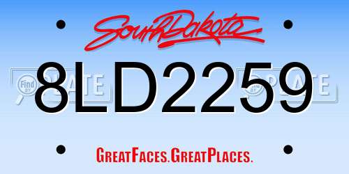 8LD2259 South Dakota License Plate