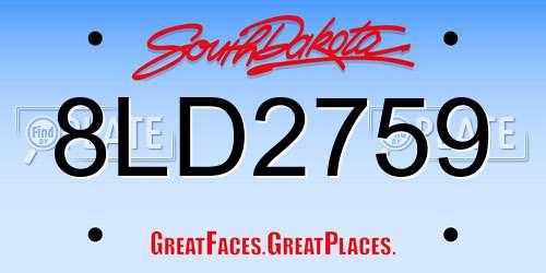 8LD2759 South Dakota License Plate