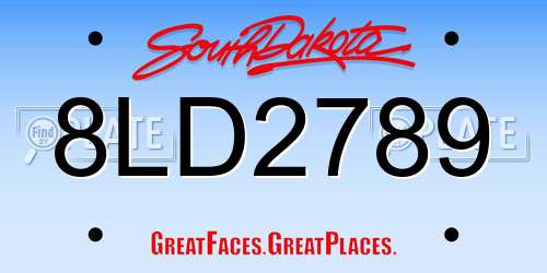 8LD2789 South Dakota License Plate