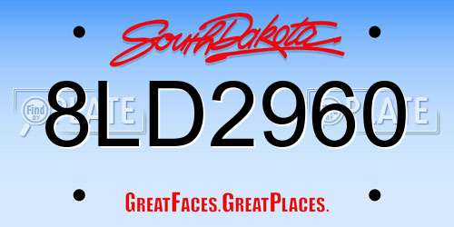 8LD2960 South Dakota License Plate