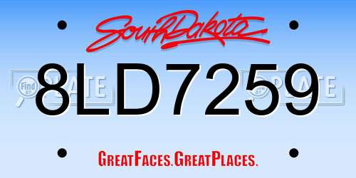 8LD7259 South Dakota License Plate