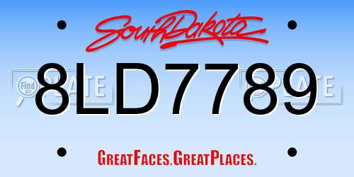 8LD7789 South Dakota License Plate