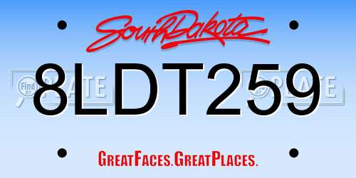 8LDT259 South Dakota License Plate