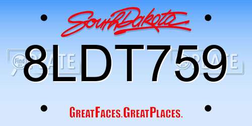 8LDT759 South Dakota License Plate