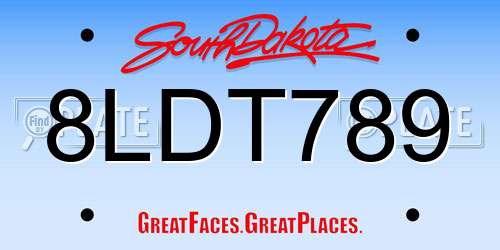 8LDT789 South Dakota License Plate