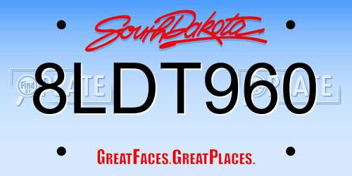 8LDT960 South Dakota License Plate