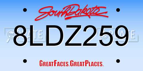 8LDZ259 South Dakota License Plate