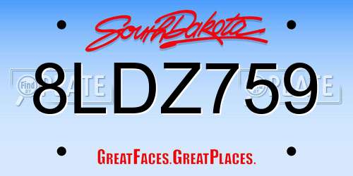 8LDZ759 South Dakota License Plate