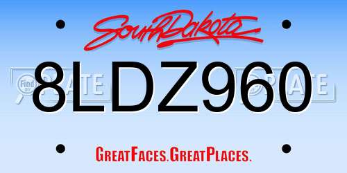 8LDZ960 South Dakota License Plate