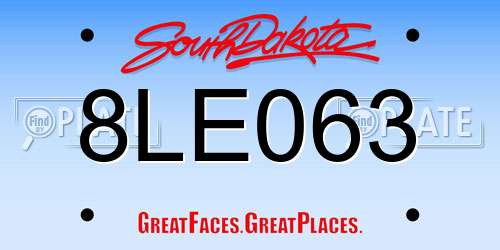 8LE063 South Dakota License Plate