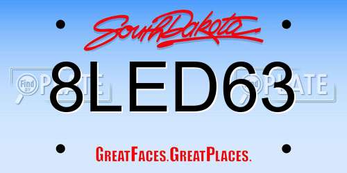 8LED63 South Dakota License Plate