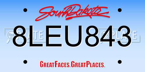 8LEU843 South Dakota License Plate