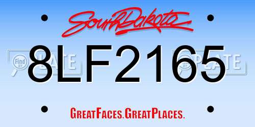 8LF2165 South Dakota License Plate