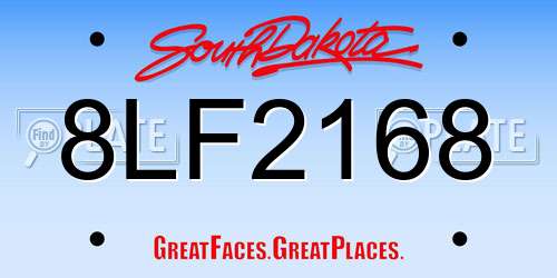 8LF2168 South Dakota License Plate