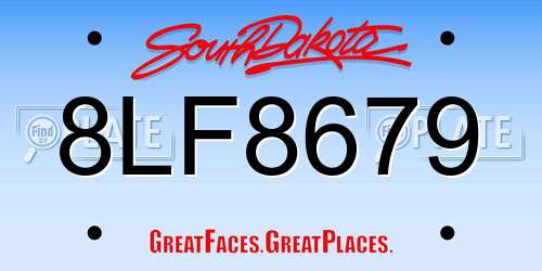 8LF8679 South Dakota License Plate