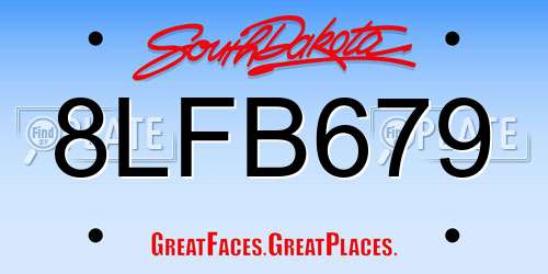 8LFB679 South Dakota License Plate