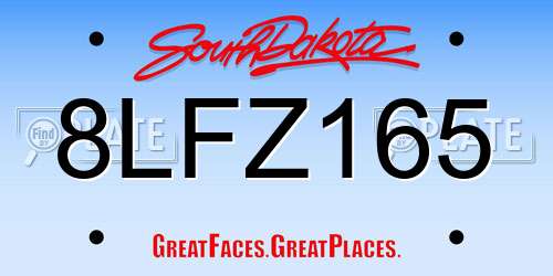 8LFZ165 South Dakota License Plate