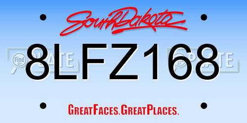 8LFZ168 South Dakota License Plate