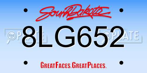 8LG652 South Dakota License Plate