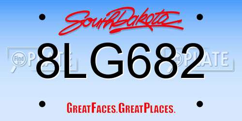 8LG682 South Dakota License Plate