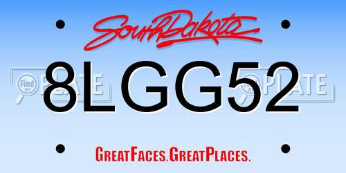 8LGG52 South Dakota License Plate