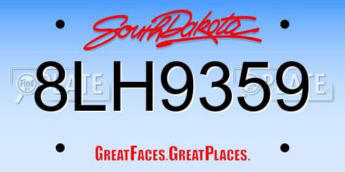 8LH9359 South Dakota License Plate