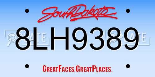 8LH9389 South Dakota License Plate
