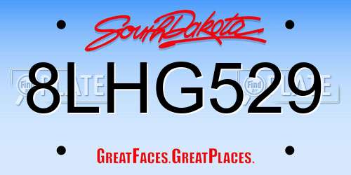 8LHG529 South Dakota License Plate