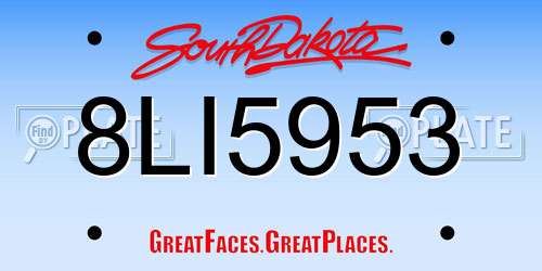 8LI5953 South Dakota License Plate