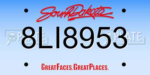 8LI8953 South Dakota License Plate