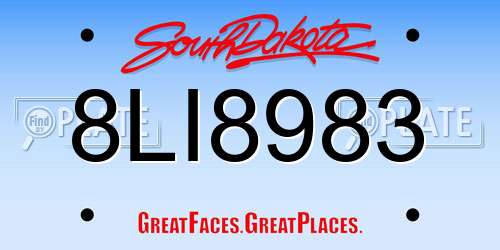 8LI8983 South Dakota License Plate